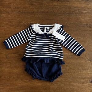 Janie and Jack Navy Striped Baby Outfit